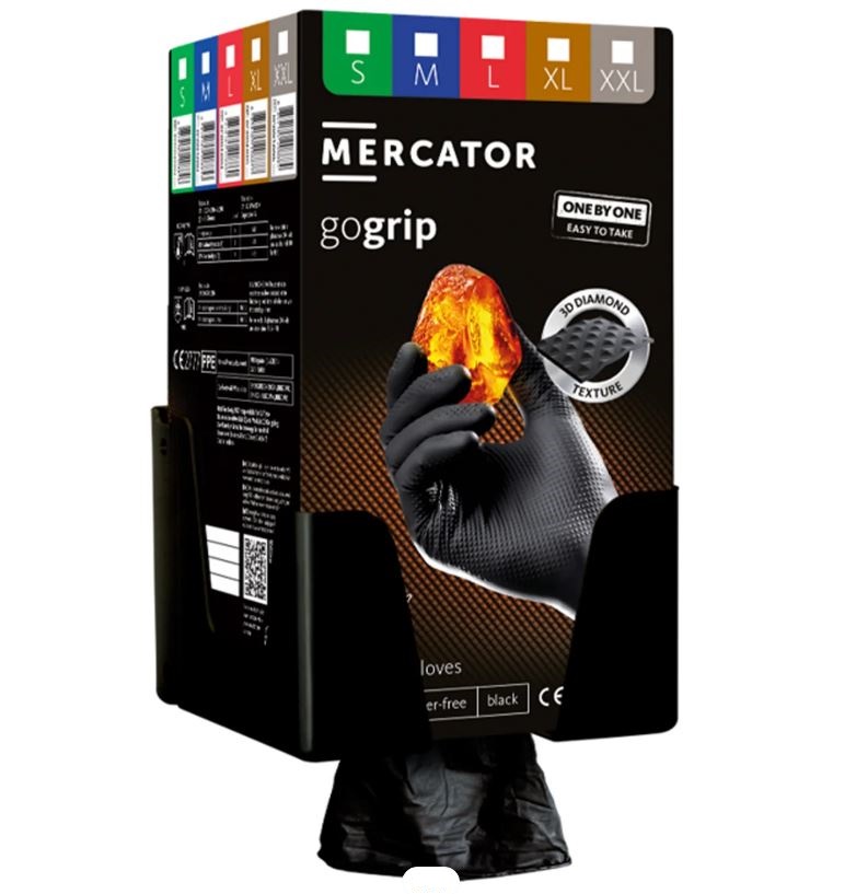 Manusi GO GRIP one by one negru 100 buc/ cutie  pret per cutie  livrare 10 cutii + suport negru plastic